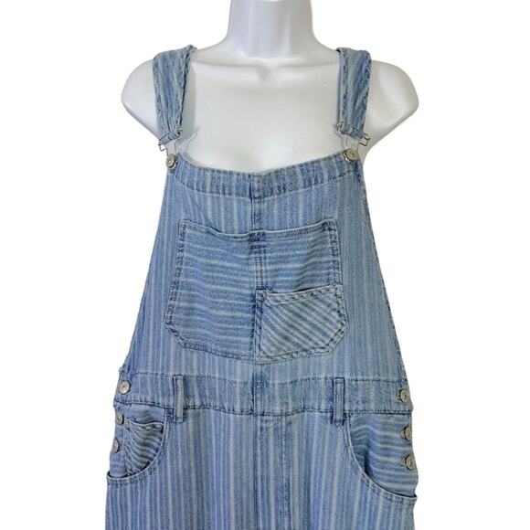 Free People Ziggy Striped Overalls Beachcomber Railroad Bohemian Coastal Medium - Picture 10 of 13